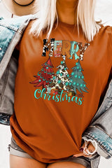 US3001P-E3200 Merry Christmas Trees Graphic Plus Tee $16