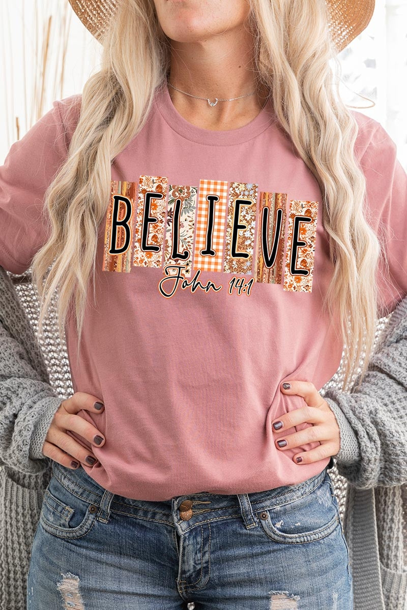 US3001P-E3167 Believe Fall Christian Graphic Plus Tee $16