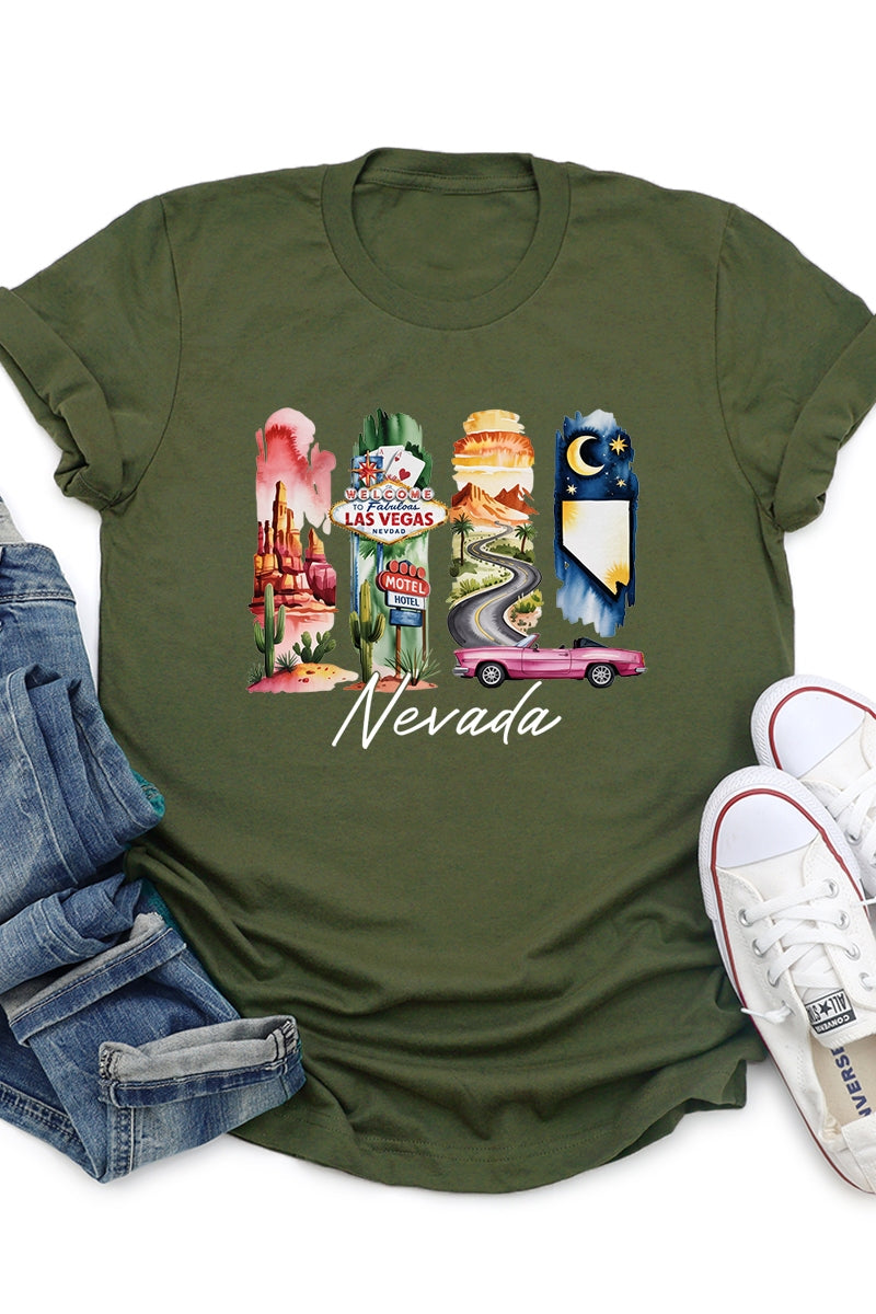 US3001P-E3061NV Nevada State Brushstroke Graphic Plus Tee $16