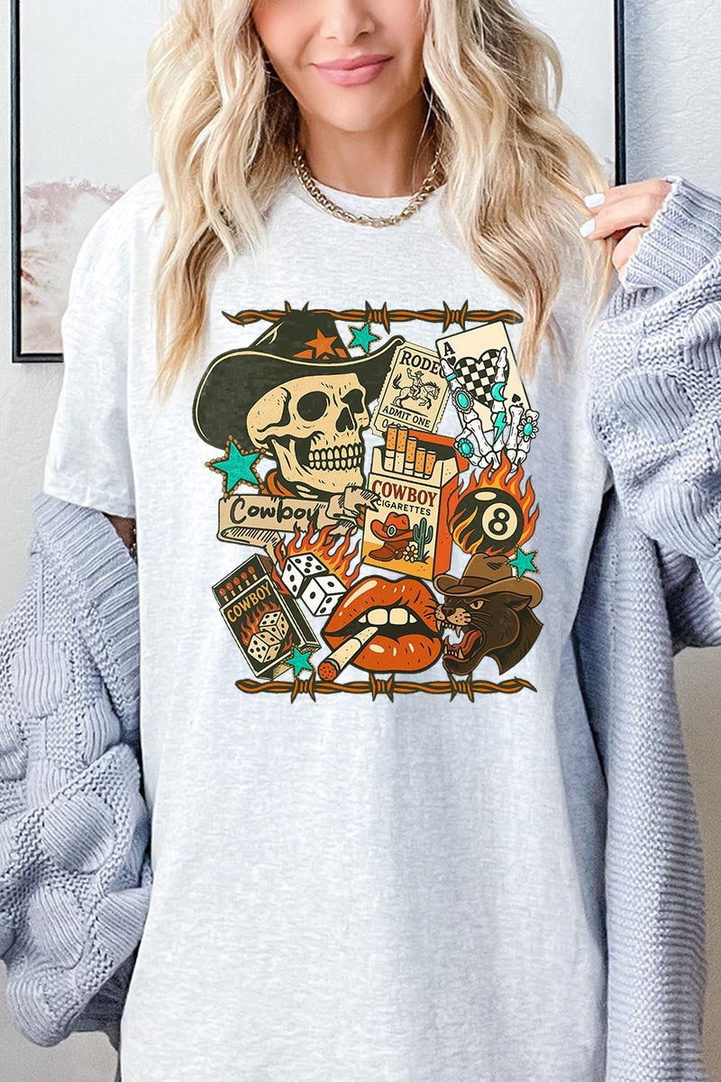 5000P-E3096 Vintage Western Collage Plus Heavy Cotton Tee $12.75