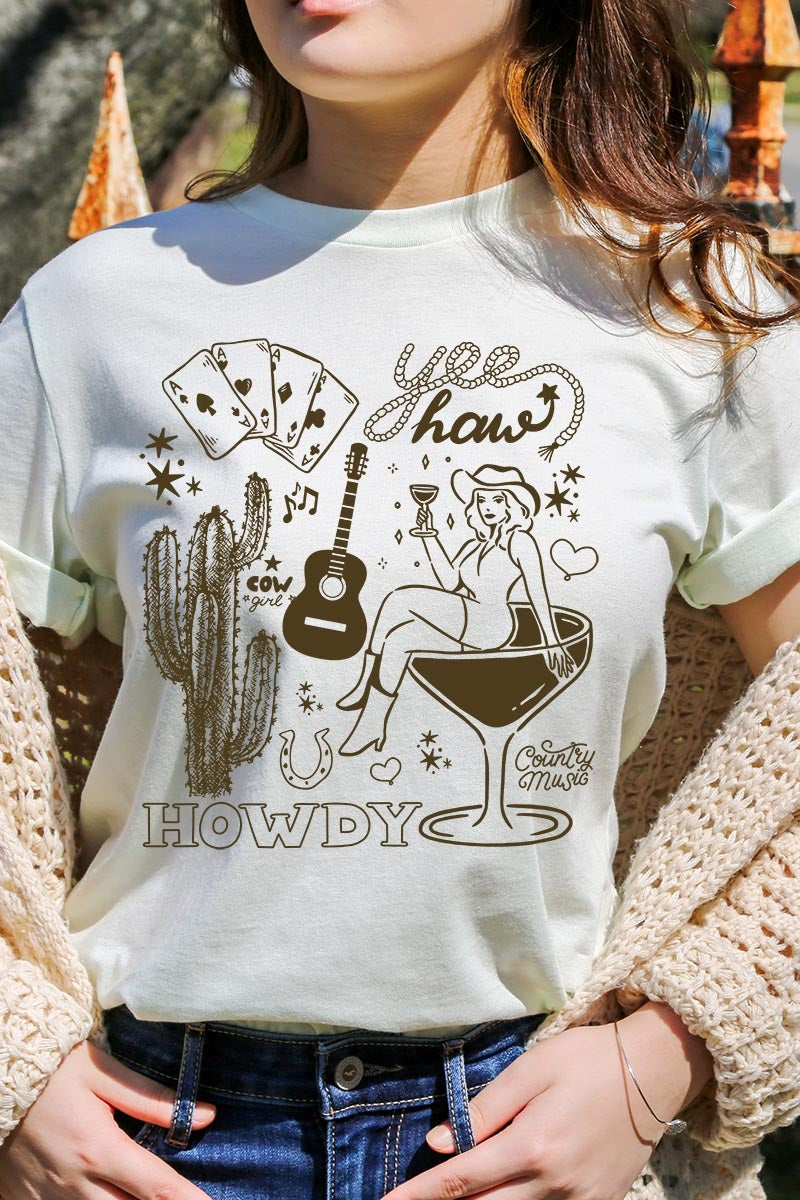 US3001P-E3097 Cowgirl Country Music Graphic Plus Tee $16
