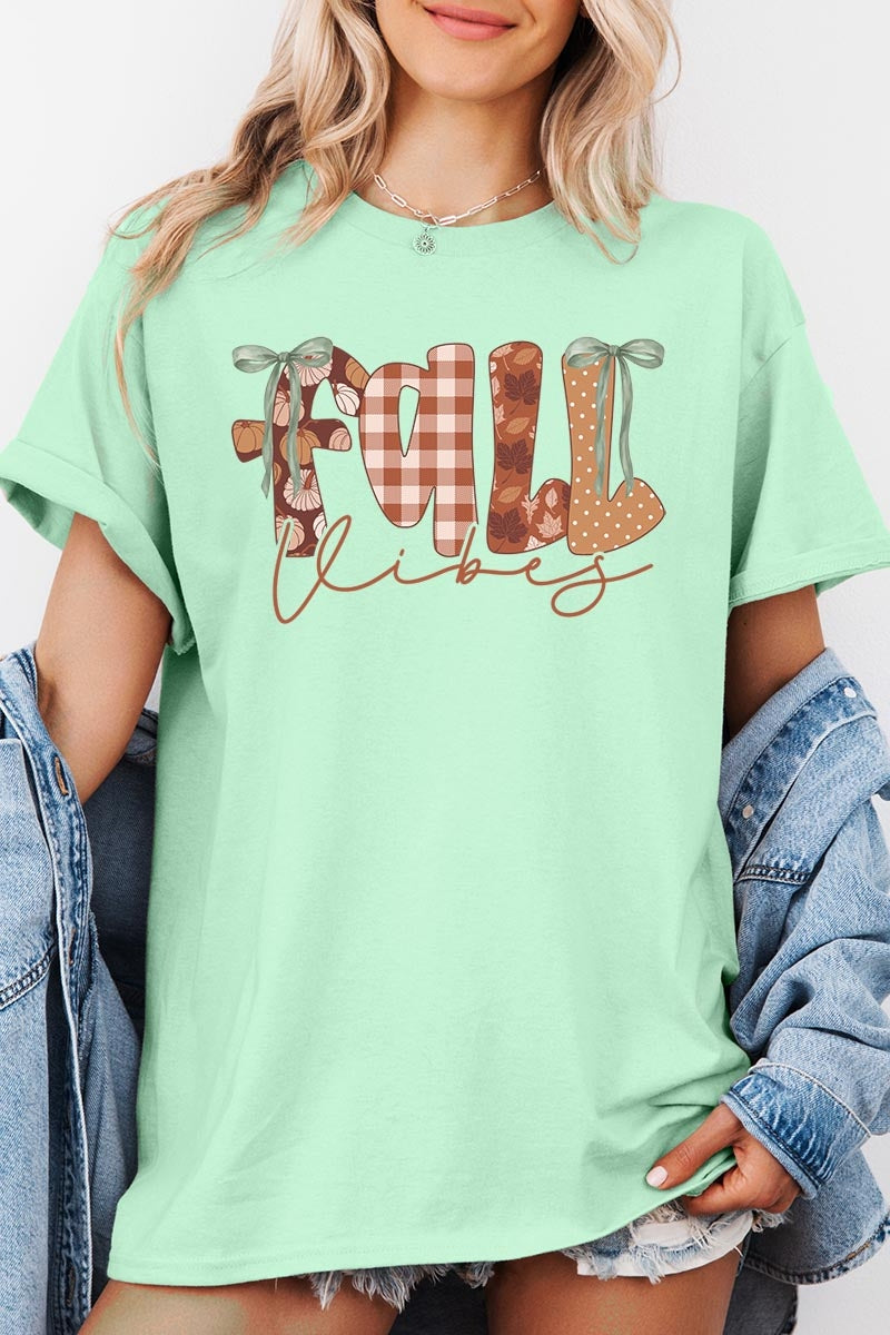 5000-E3071 Fall Vibes Rustic Script Graphic Heavy Cotton Tee $9