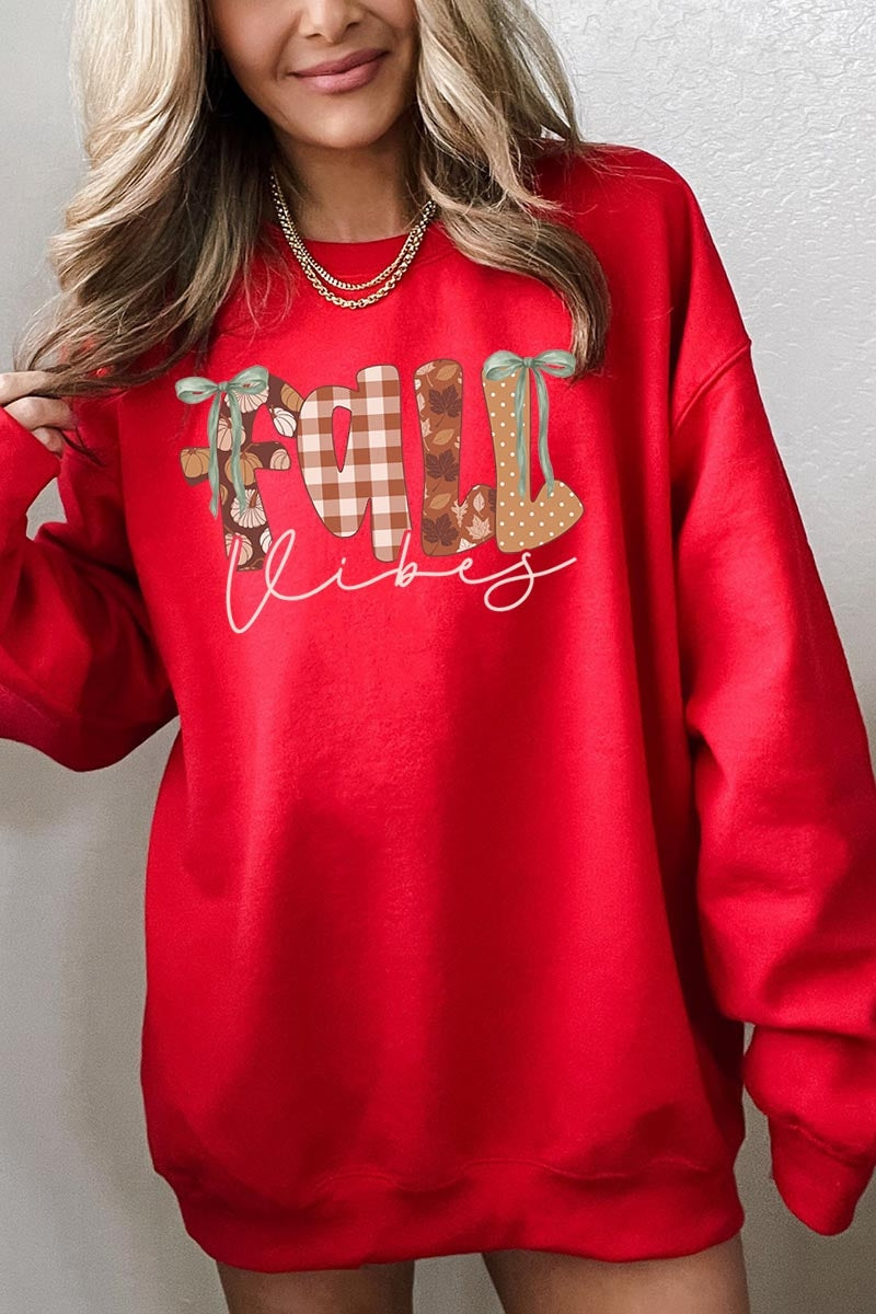 UL180P-E3071 Fall Vibes Rustic Script Graphic Plus Sweatshirt $25