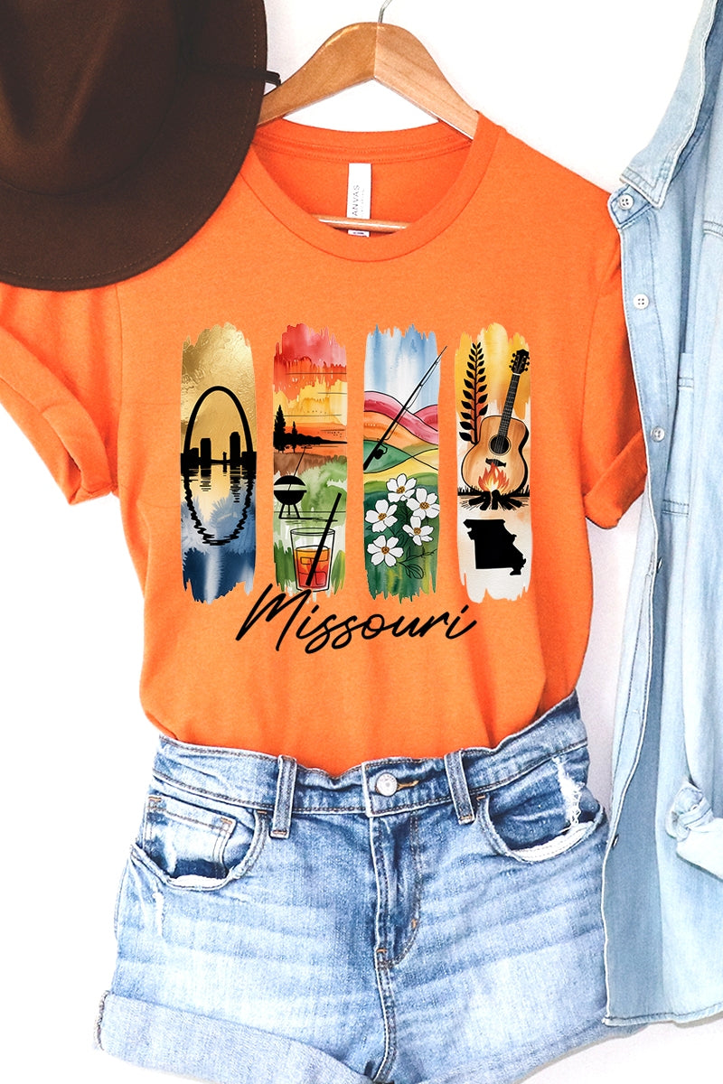 US3001-E3061MO Missouri State Brushstroke Graphic Tee $12.5