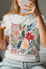 US3001-E3186 Floral Christmas Graphic Tee $12.5