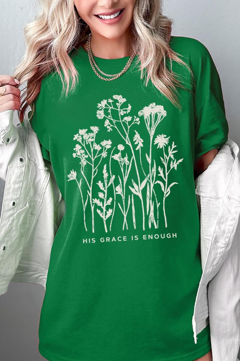 5000-E3146 Christian Wildflower Graphic Heavy Cotton Tee $9