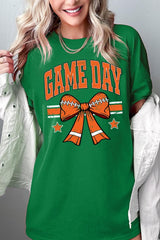 5000-E3064 Orange Football Bow Graphic Heavy Cotton Tee $9
