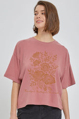 CTS-E3155 Neutral Thanksgiving Graphic Relaxed Crop Top $11