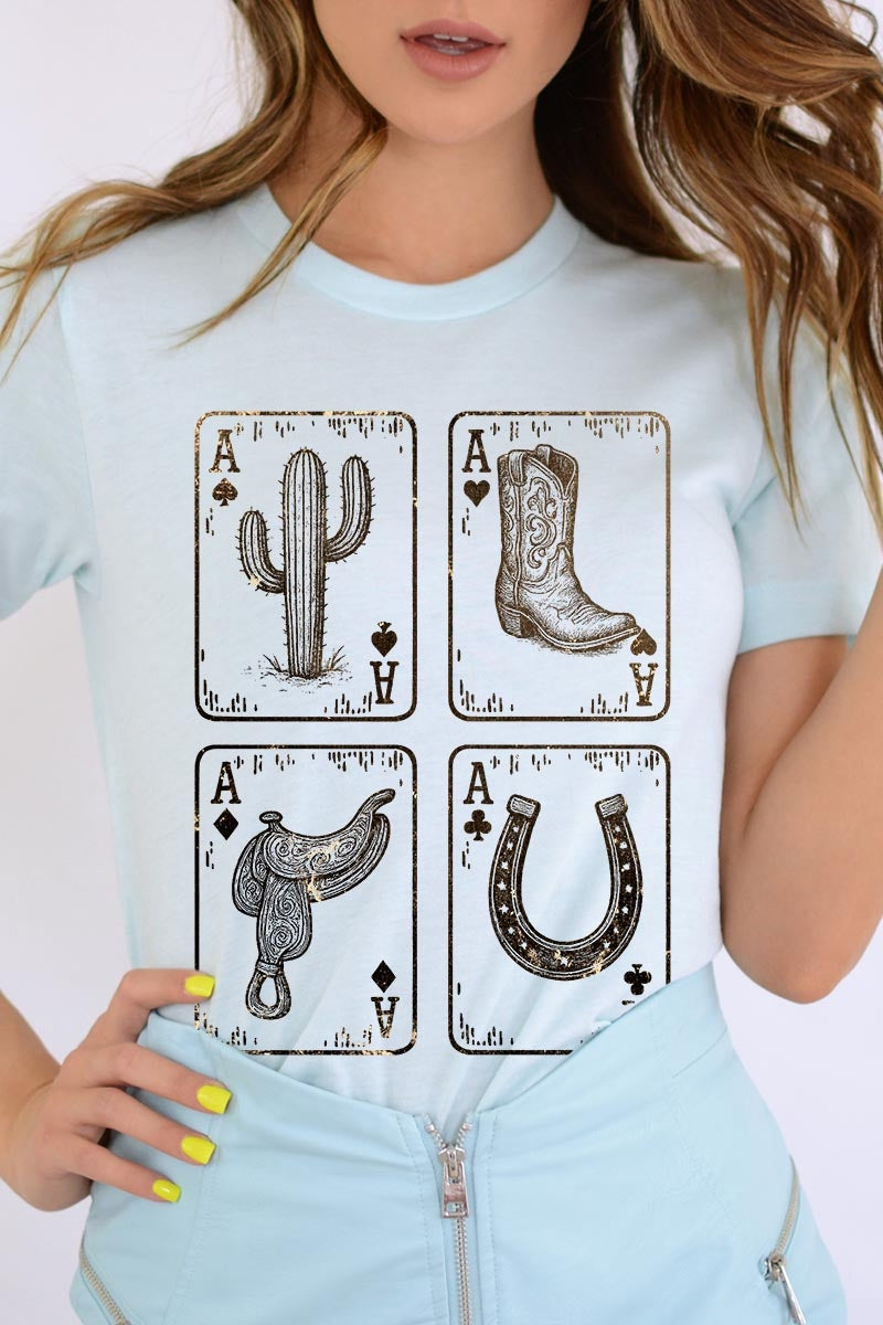 US3001P-E3094 Western Cowgirl Card Graphic Plus Tee $16