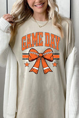 5000-E3064 Orange Football Bow Graphic Heavy Cotton Tee $9