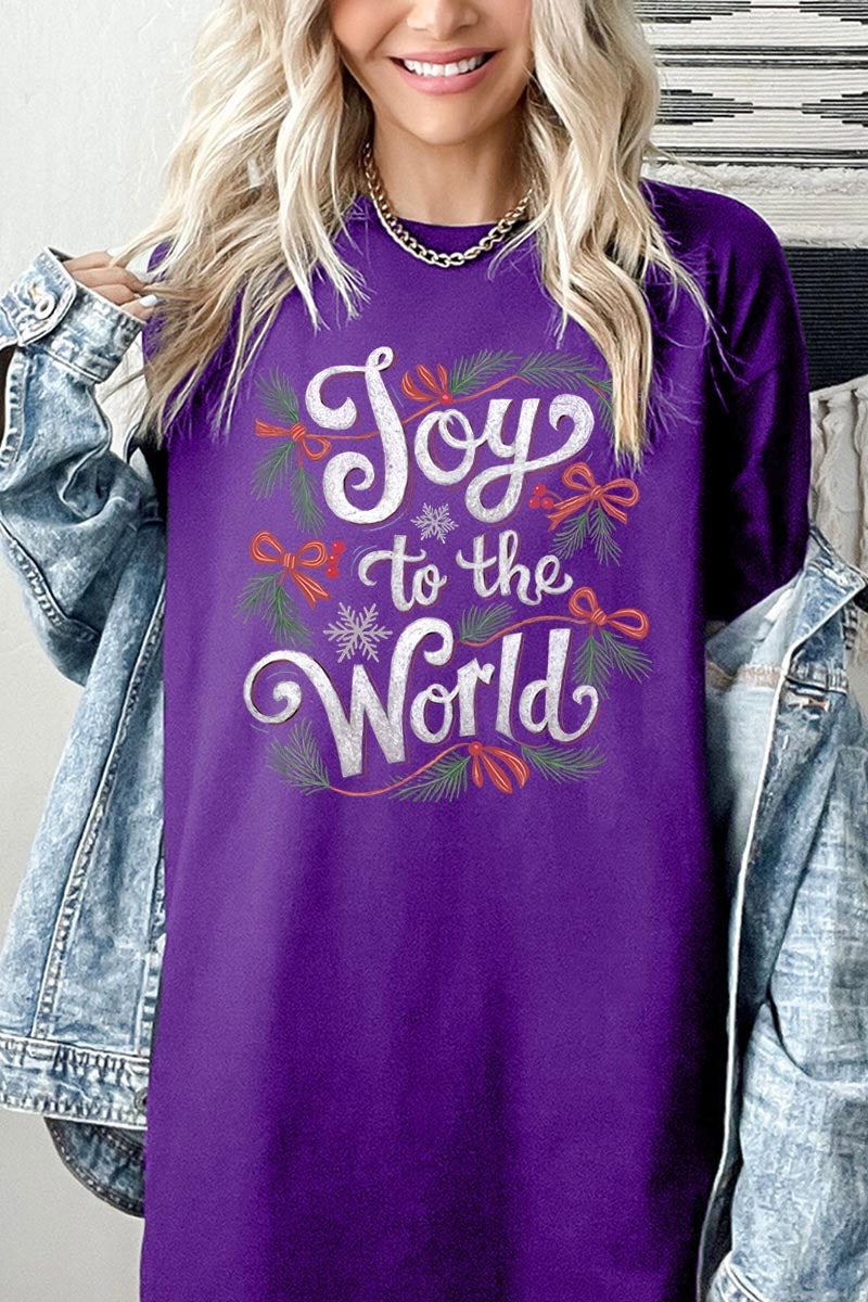 5000-E3221 Joy to the World Christmas Graphic Heavy Cotton Tee $9