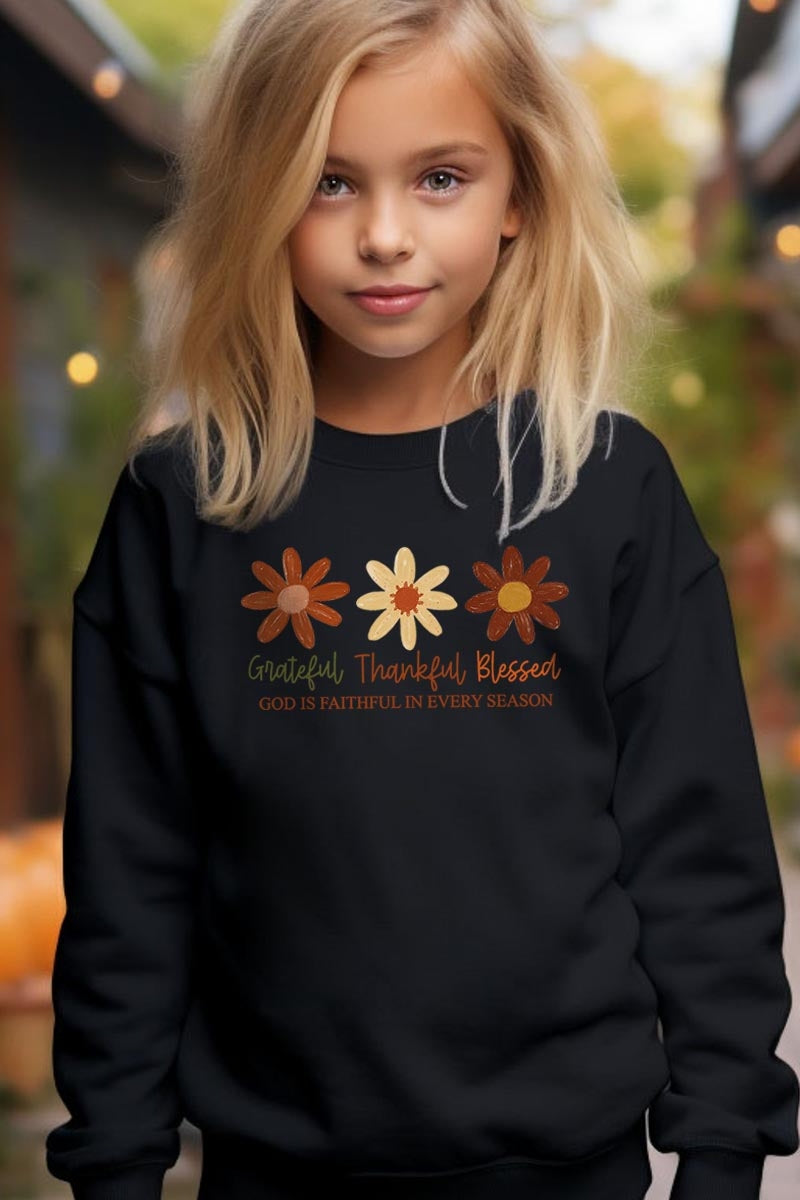 UL180B-E3165Z Boho Fall Christian Kids Graphic Sweatshirt $20