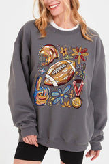 UL180-E3072 Retro Floral Football Graphic Sweatshirt $20