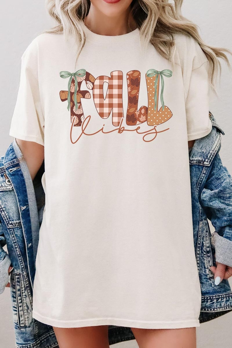 5000-E3071 Fall Vibes Rustic Script Graphic Heavy Cotton Tee $9
