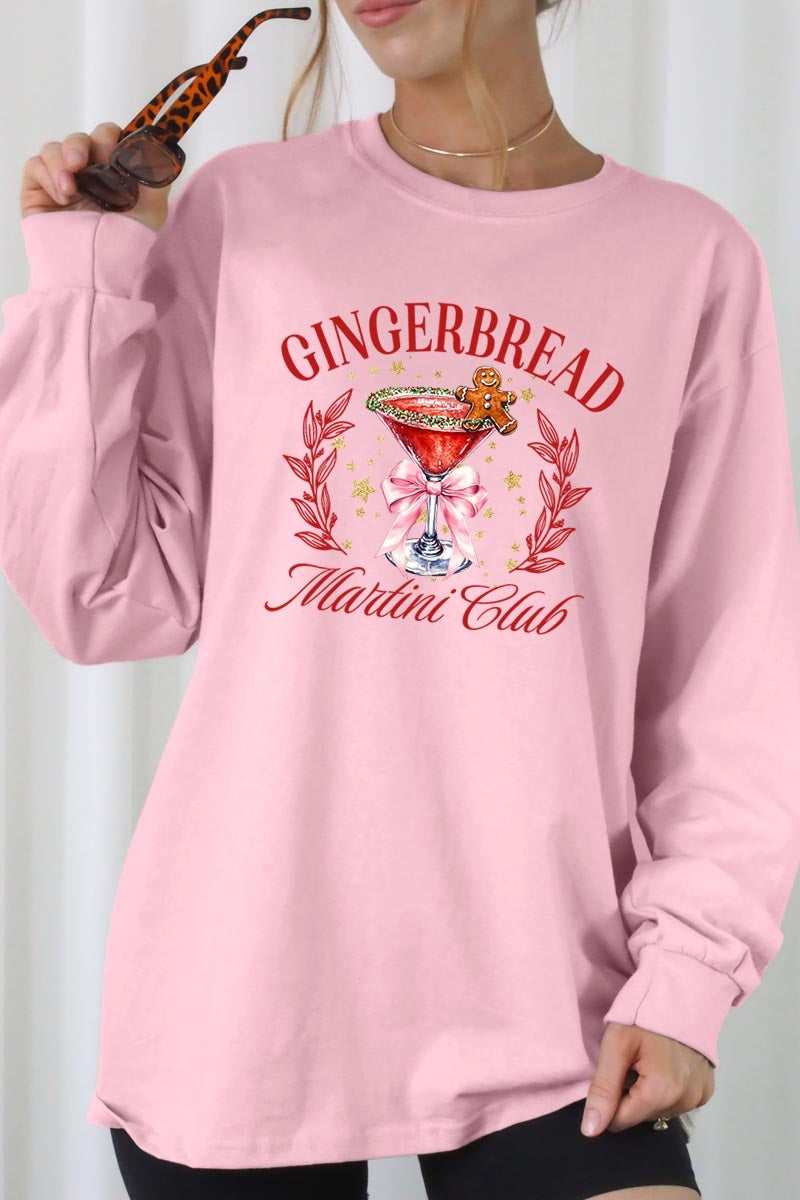 UL240P-E3216 Gingerbread Martini Club Graphic Plus Long Sleeve Tee $17