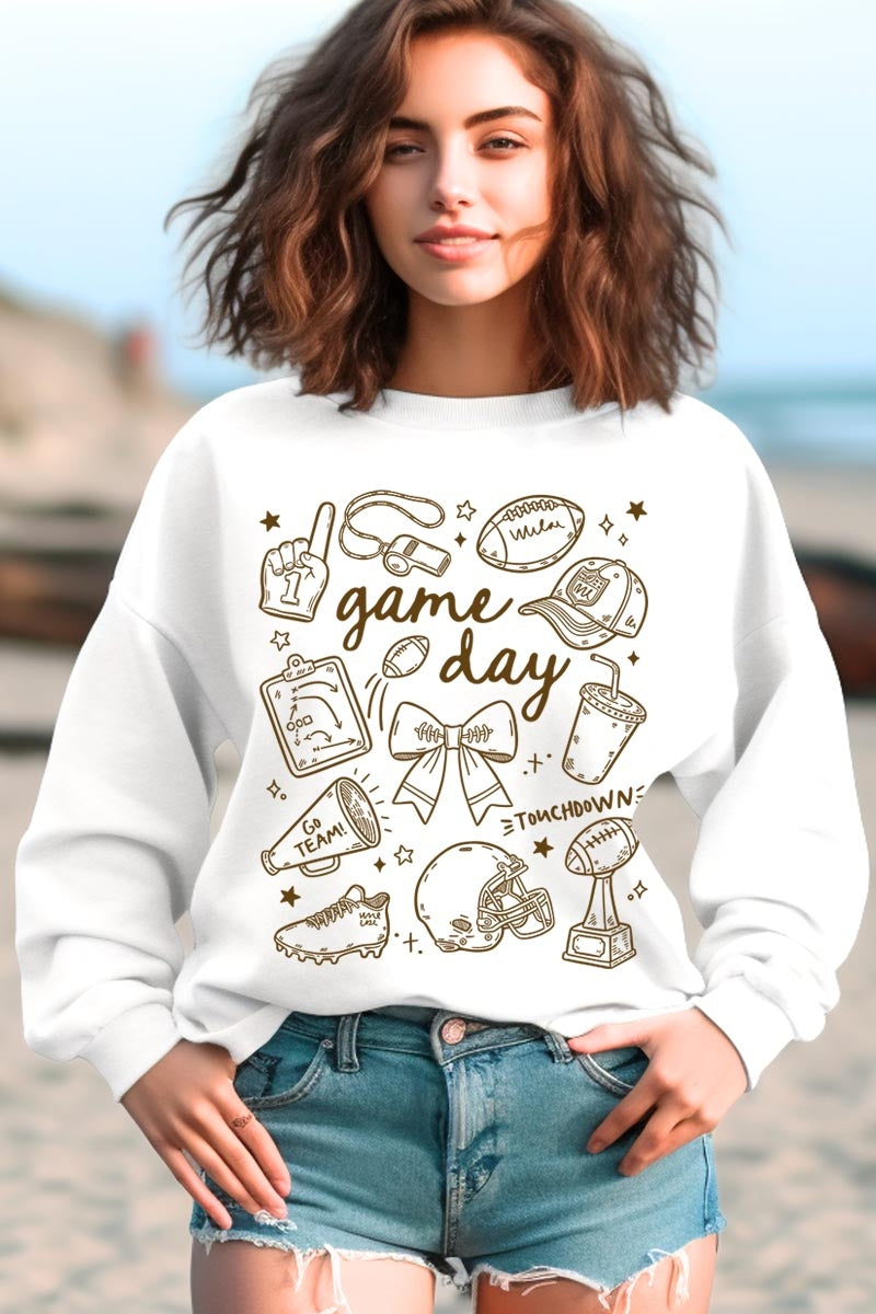 UL180-E3081 Football Doodles Graphic Sweatshirt $20