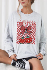 UL240-E3196 Cherry Ornament Christmas Graphic Long Sleeve Tee $13.75