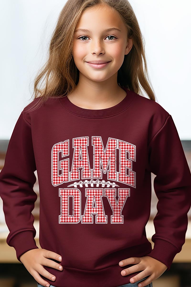 UL180B-E3126Z Red Gingham Game Day Kids Graphic Sweatshirt $20