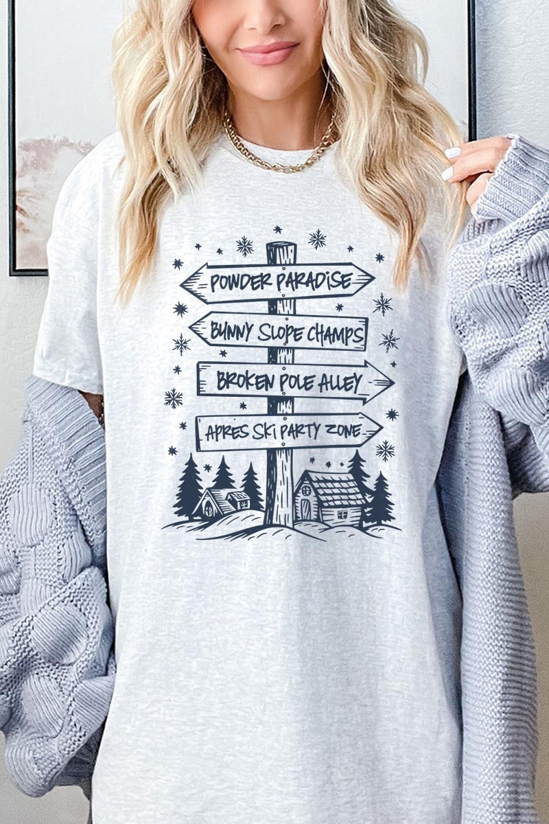5000-E3189 Ski Lodge Signs Graphic Heavy Cotton Tee $9