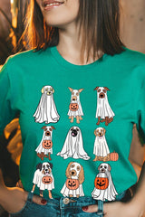 US3001P-E3106 Halloween Ghost Dog Graphic Plus Tee $16