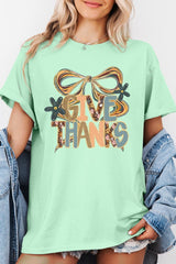 5000P-E3154 Give Thanks Bow Graphic Plus Heavy Cotton Tee $12.75
