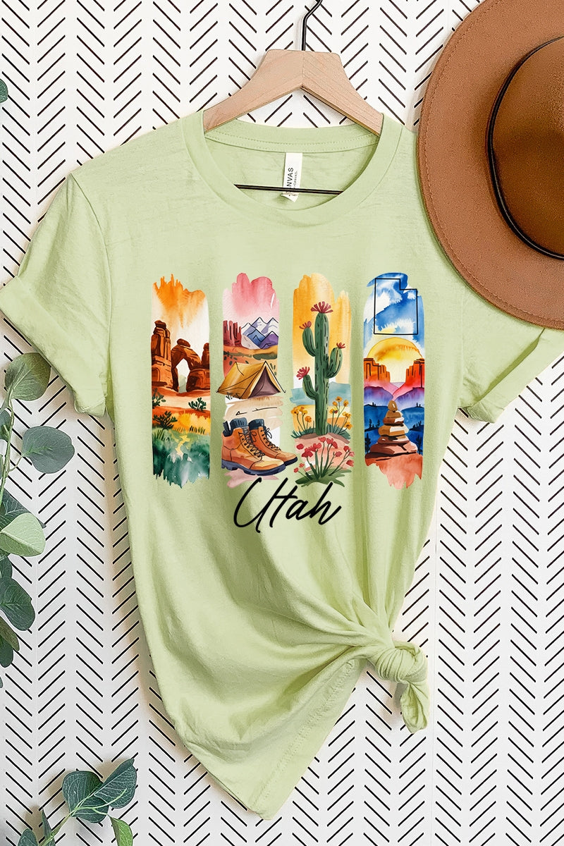 US3001P-E3061UT Utah State Brushstroke Graphic Plus Tee $16