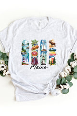 US3001P-E3061ME Maine State Brushstroke Graphic Plus Tee $16