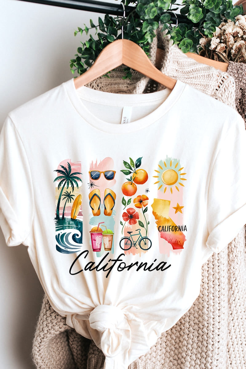 US3001-E3061CA California State Brushstroke Graphic Tee $12.5