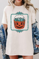 5000P-E3140 Halloween turquoise pumpkin Plus Heavy Cotton Tee $12.75