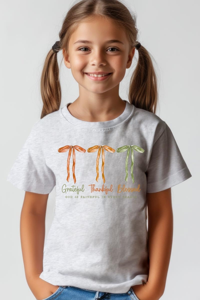 US3001Y-E3111Z Grateful Thankful Blessed Kids Graphic Tee $11