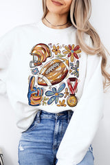 UL180-E3072 Retro Floral Football Graphic Sweatshirt $20