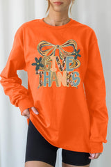 UL240P-E3154 Give Thanks Bow Graphic Plus Long Sleeve Tee $17