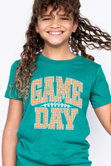 US3001Y-E3129Z Orange Gingham Game Day Kids Graphic Tee $11