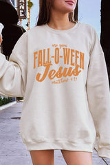 UL180P-E3143 Are You Fall O Ween Jesus Graphic Plus Sweatshirt $25