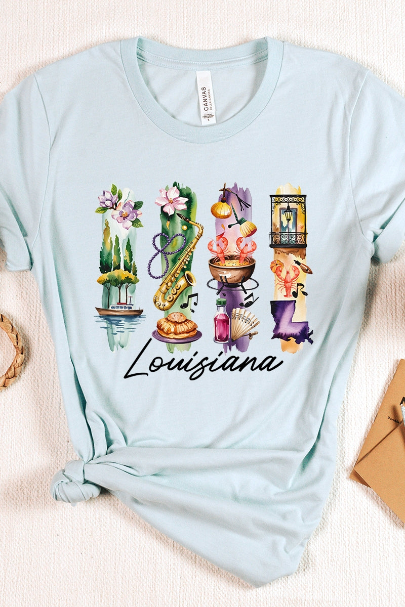 US3001P-E3061LA Louisiana State Brushstroke Graphic Plus Tee $16