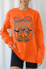 UL240P-E3085 Pumpkin Cherries Graphic Plus Long Sleeve Tee $17