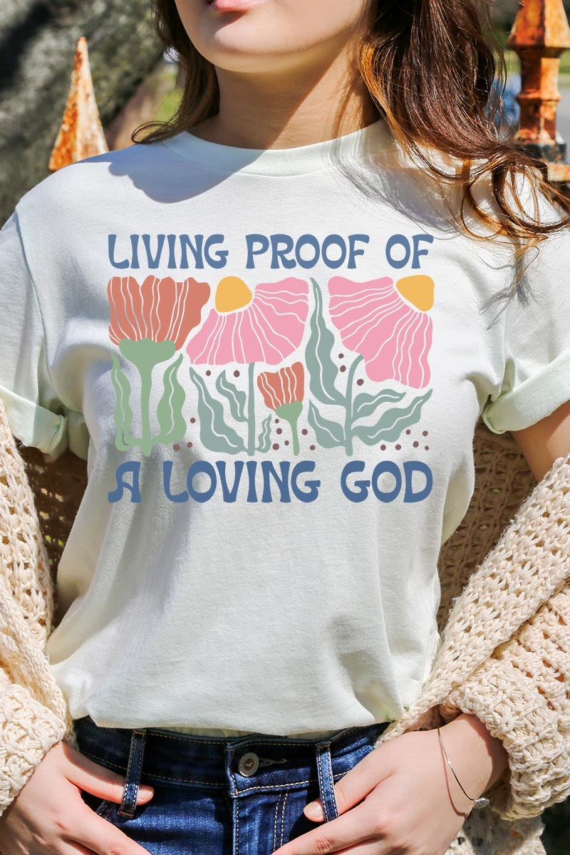 US3001P-E3066 Living Proof of a Loving God Graphic Plus Tee $16