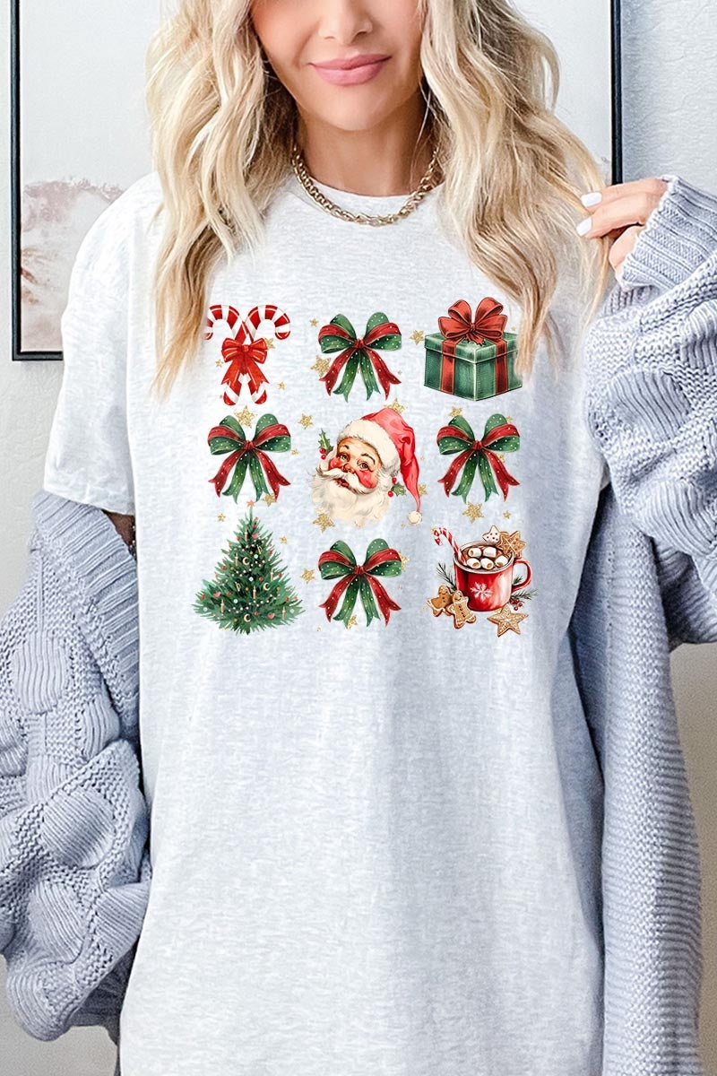 5000-E3217 Santa Gifts & Bows Christmas Graphic Heavy Cotton Tee $9