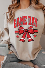 UL180-E3062 Red Game Day Football Bow Graphic Sweatshirt $20