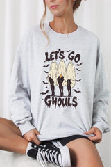 UL240-E3160 Letu2019s Go Ghouls Ghost Graphic Long Sleeve Tee $13.75