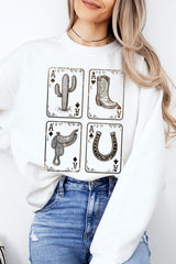 UL180P-E3094 Western Cowgirl Card Graphic Plus Sweatshirt $25