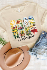 US3001-E3061NE Nebraska State Brushstroke Graphic Tee $12.5