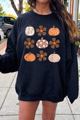 UL180-E3117 Pumpkins & Flowers Fall Graphic Sweatshirt $20