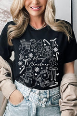 US3001-E3181 Christmas Doodle Graphic Tee $12.5