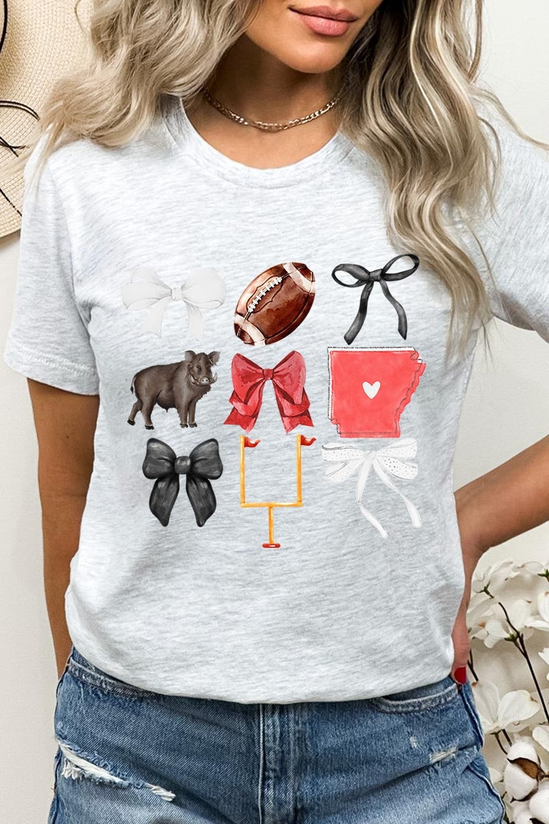 US3001-E3077 Arkansas Football Graphic Tee $12.5
