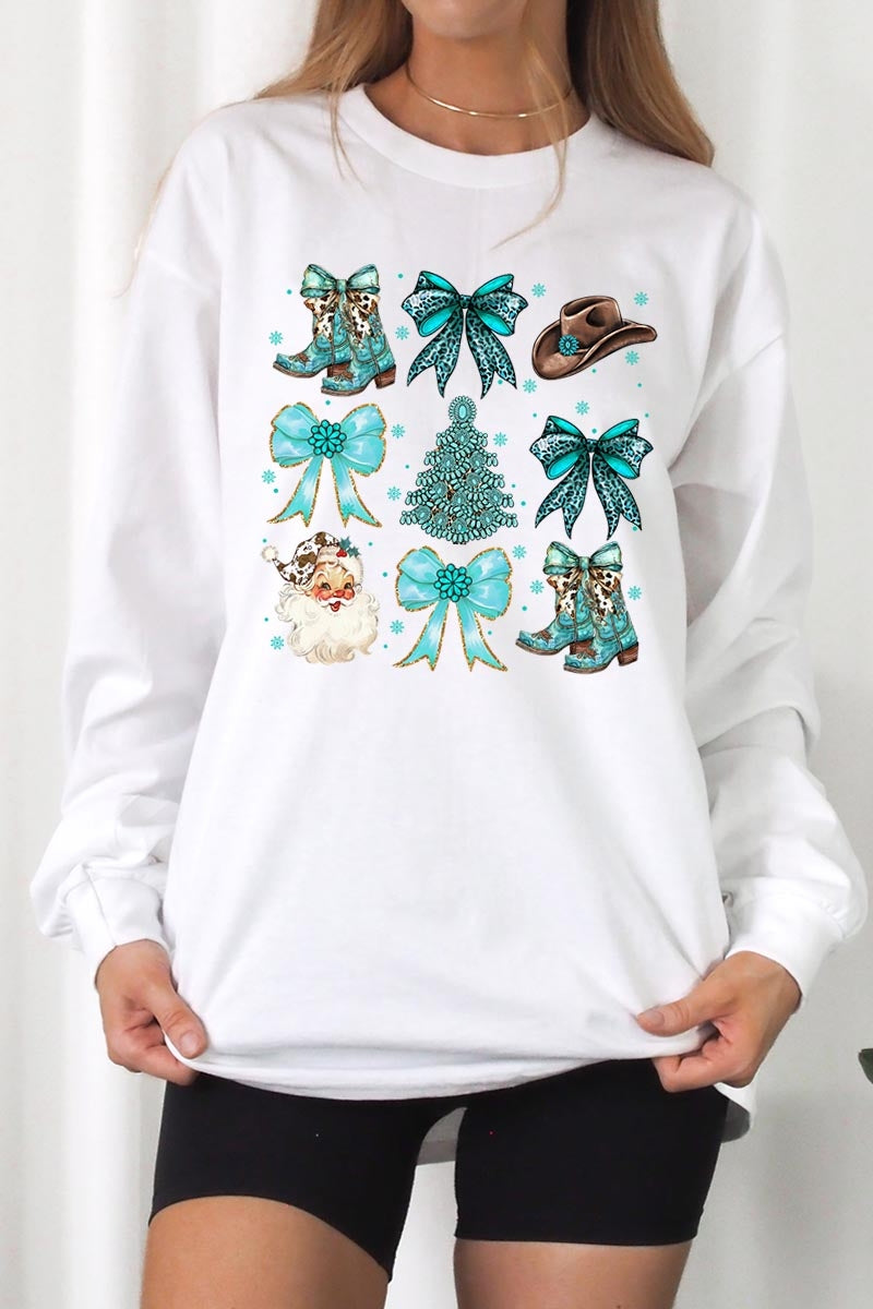 UL240-E3180 Western Christmas Graphic Long Sleeve Tee $13.75