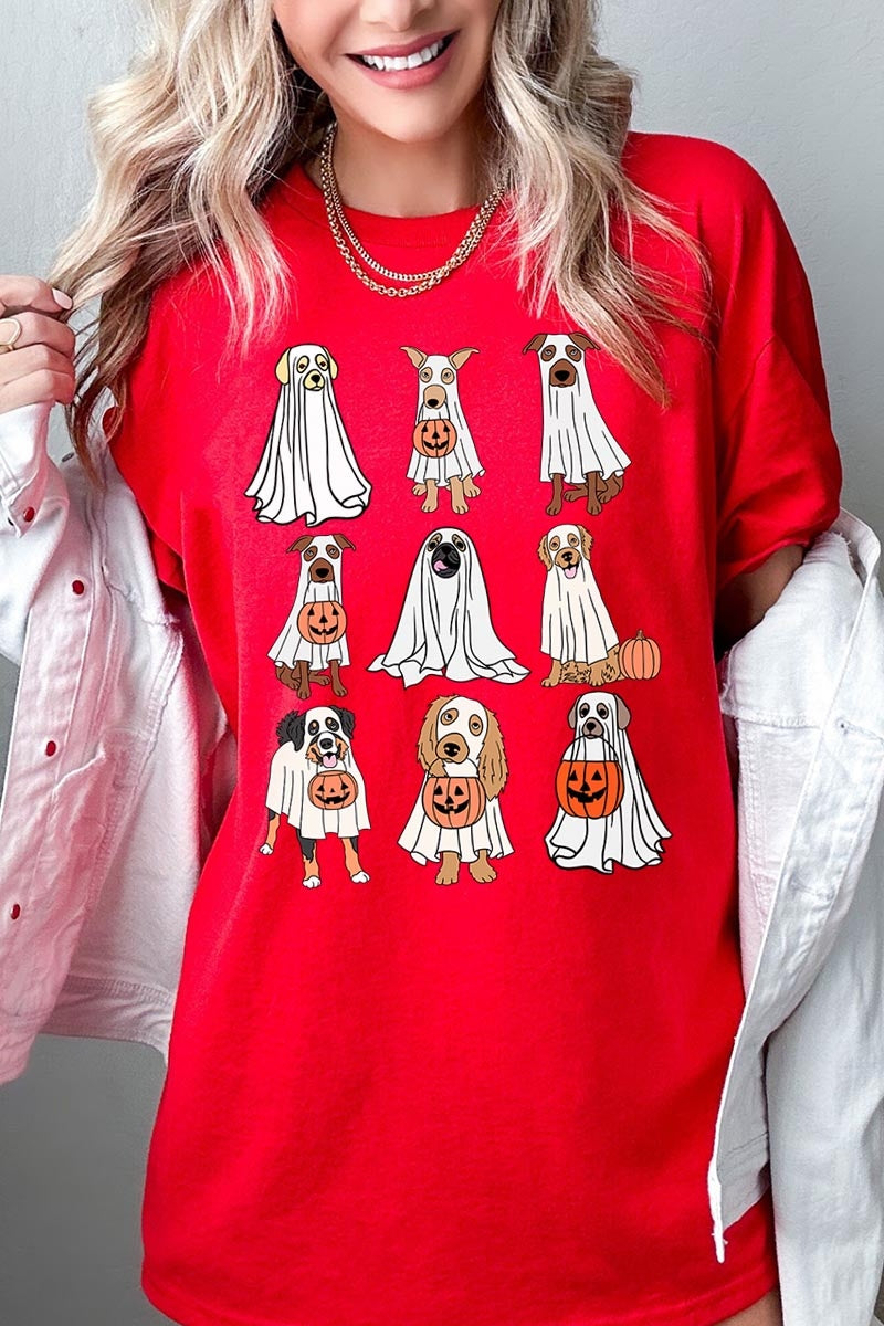 5000-E3106 Halloween Ghost Dog Graphic Heavy Cotton Tee $9