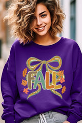 UL180P-E3121 Fall Brushstroke Bow Graphic Plus Sweatshirt $25