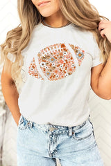 US3001P-E3133 Floral Football Graphic Plus Tee $16