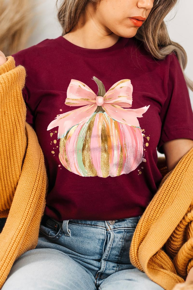 US3001P-E3083 Brushstroke Pumpkin Graphic Plus Tee $16